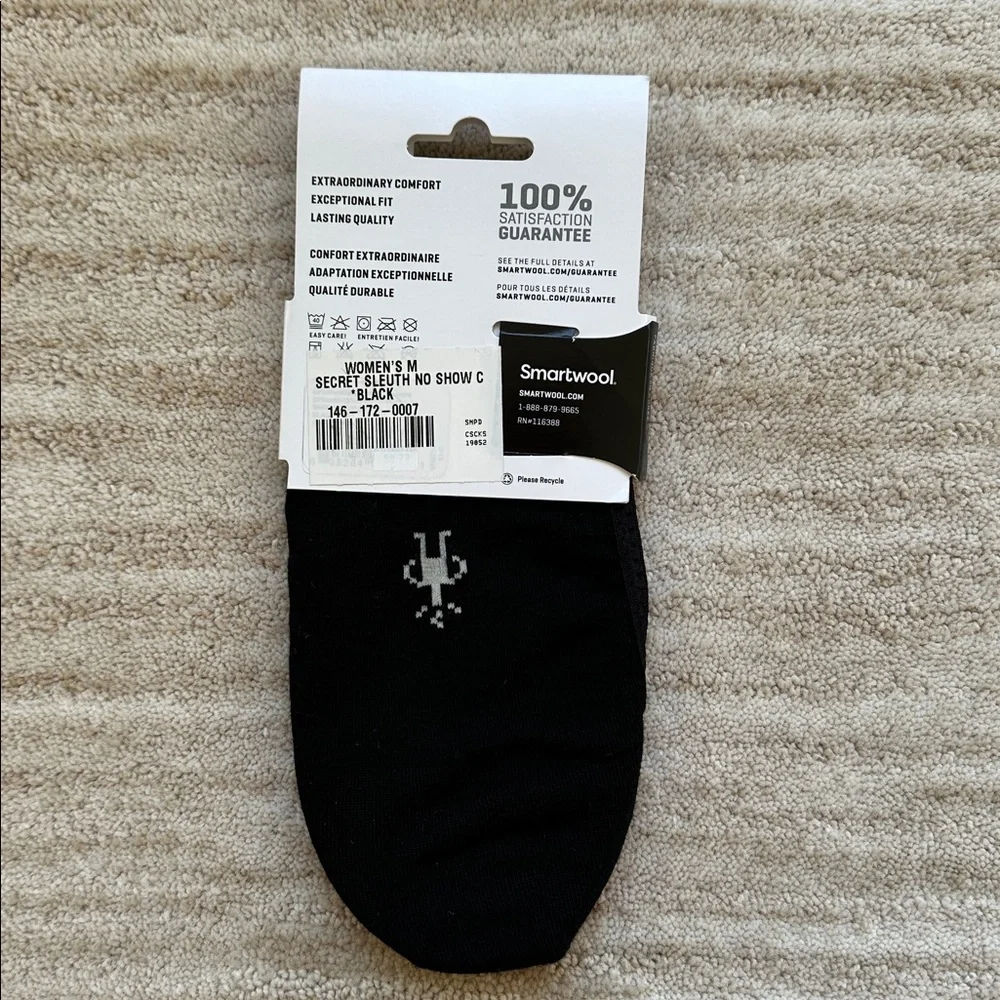 2 Pairs of NWT Smartwool Everyday No Show Socks Black Merino Wool Blend Medium
